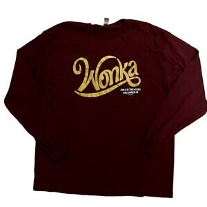 Wonka 2023 Movie Promotional XL Long Sleeve Purple Maroon Shirt Chalamet